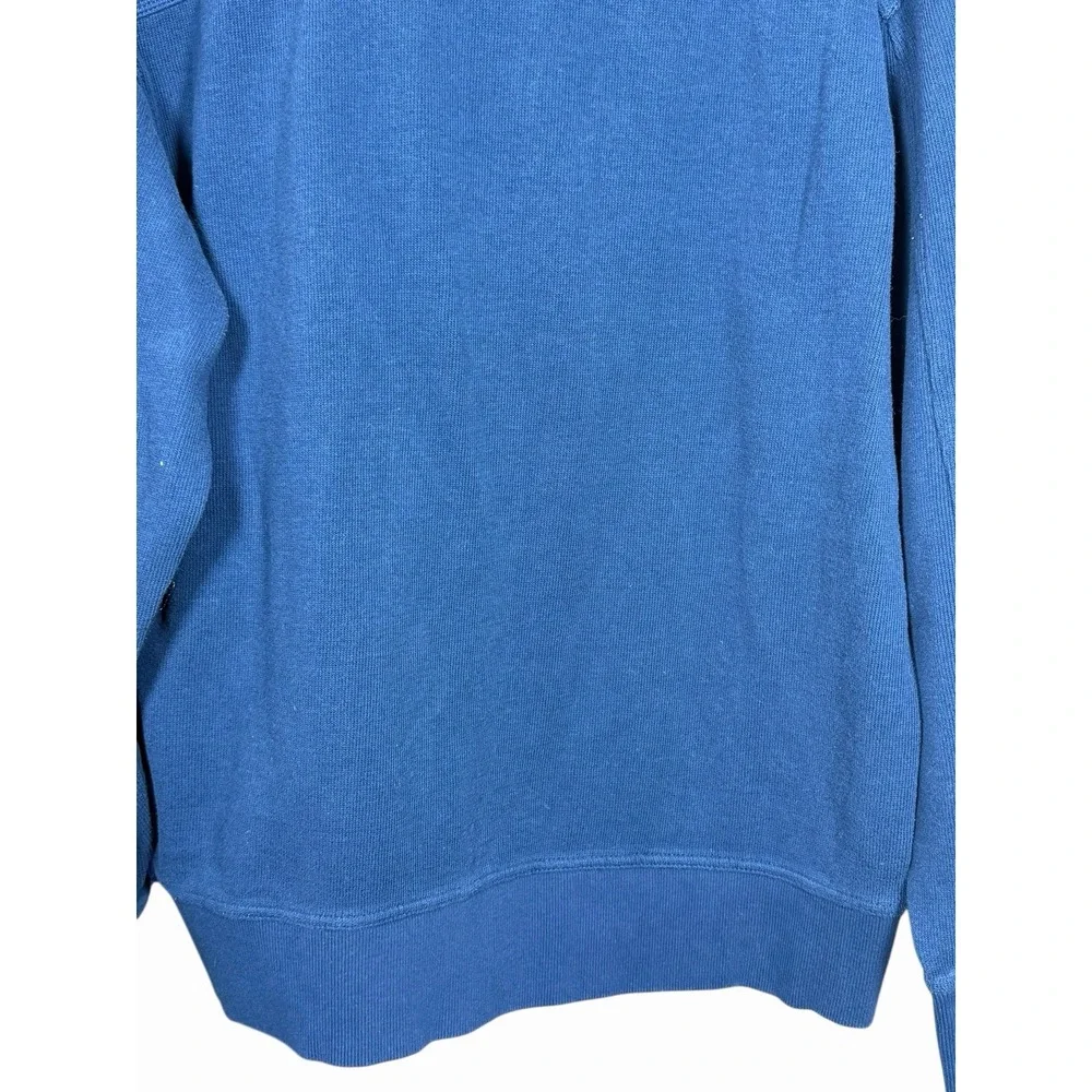 Eddie Bauer Men's XL Mock Neck Henley Sweatshirt Blue 100% Cotton Long‎ Sleeve